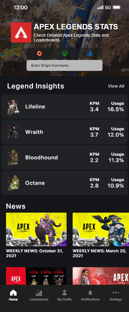 IOS apex legends tracker