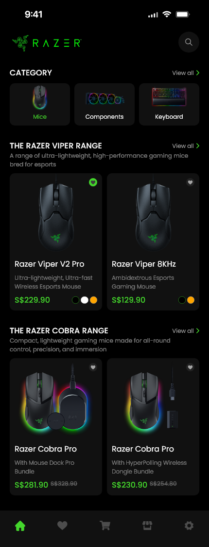 Razer shopping app