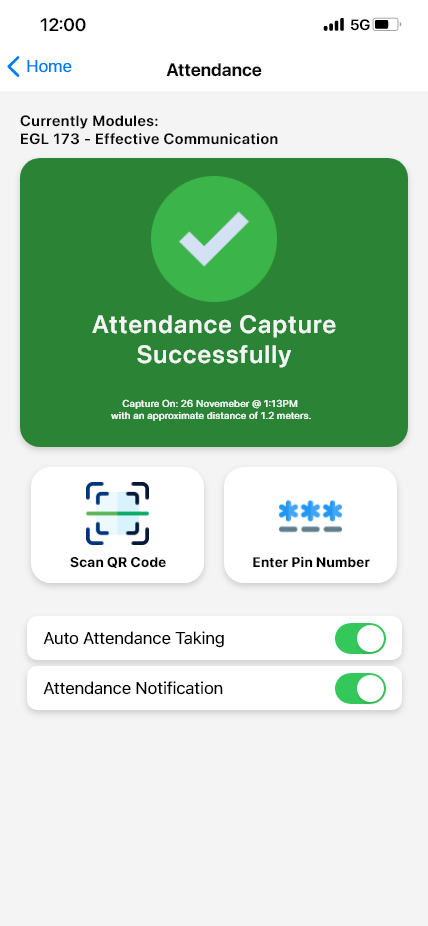 Attendance page